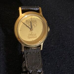 Kodak Olympic Sponsor Gold Watch with Black Strap